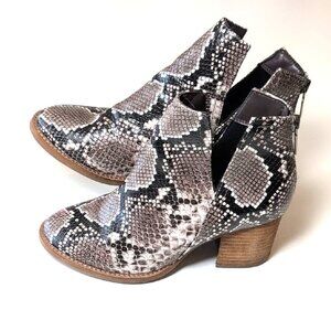 Leather Snakeskin Pattern Ankle Boots Size 6 Aqua Collége Waterproof